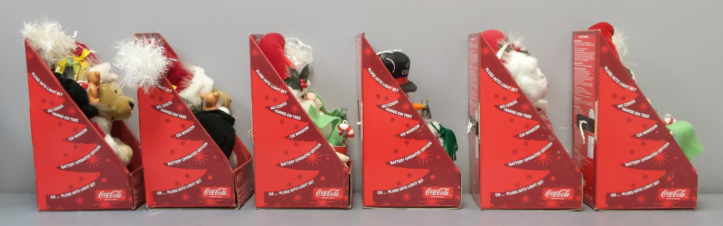 Coca-Cola Assorted Fiber Optic Plush Ornaments [6] LN/Box