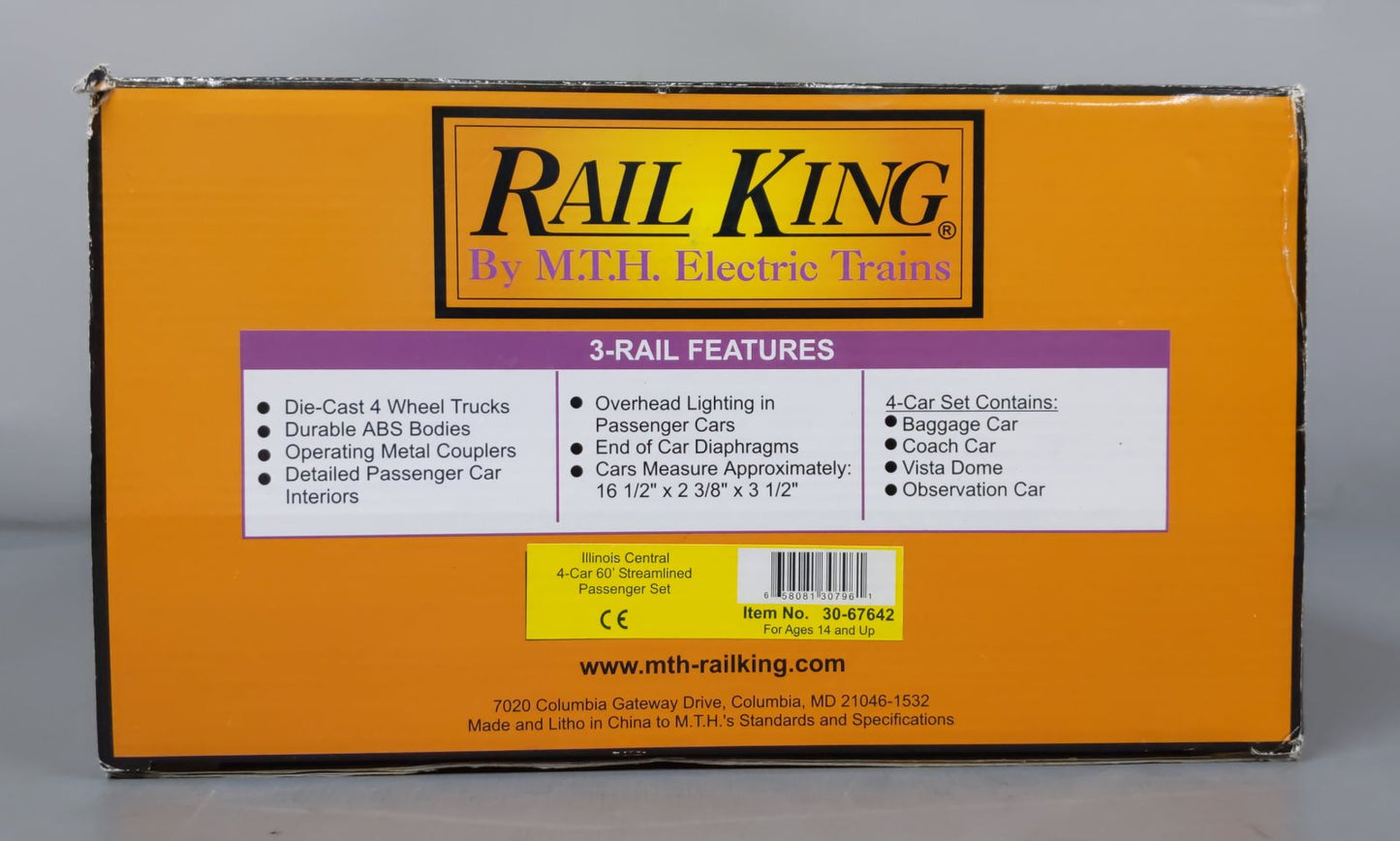 MTH 30-67642 O Illinois Central 60' Streamlined Passenger Car Set (Set of 4)