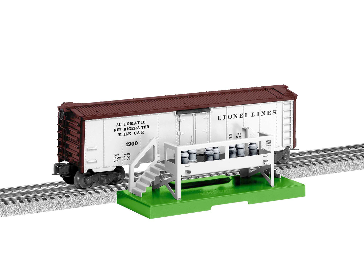 Lionel 2028310 O Lionel Lines Operating Milk Car with Platform #1900 - 3-Rail