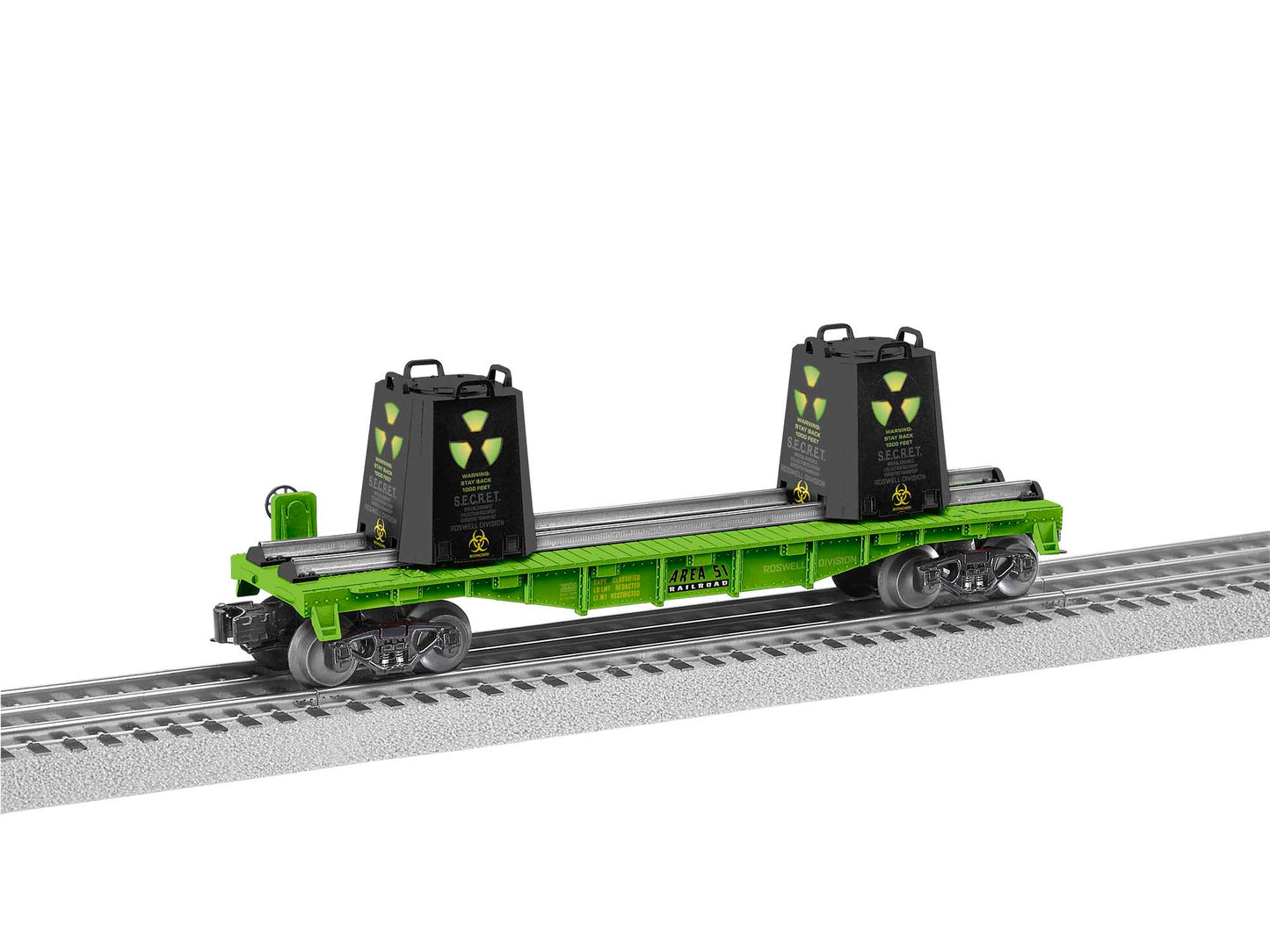 Lionel 2028320 O Area 51 Alien Radioactive Flatcar