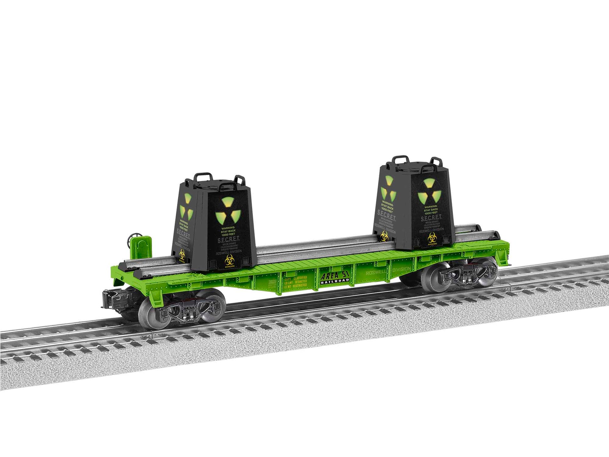 Lionel 2028320 O Area 51 Alien Radioactive Flatcar