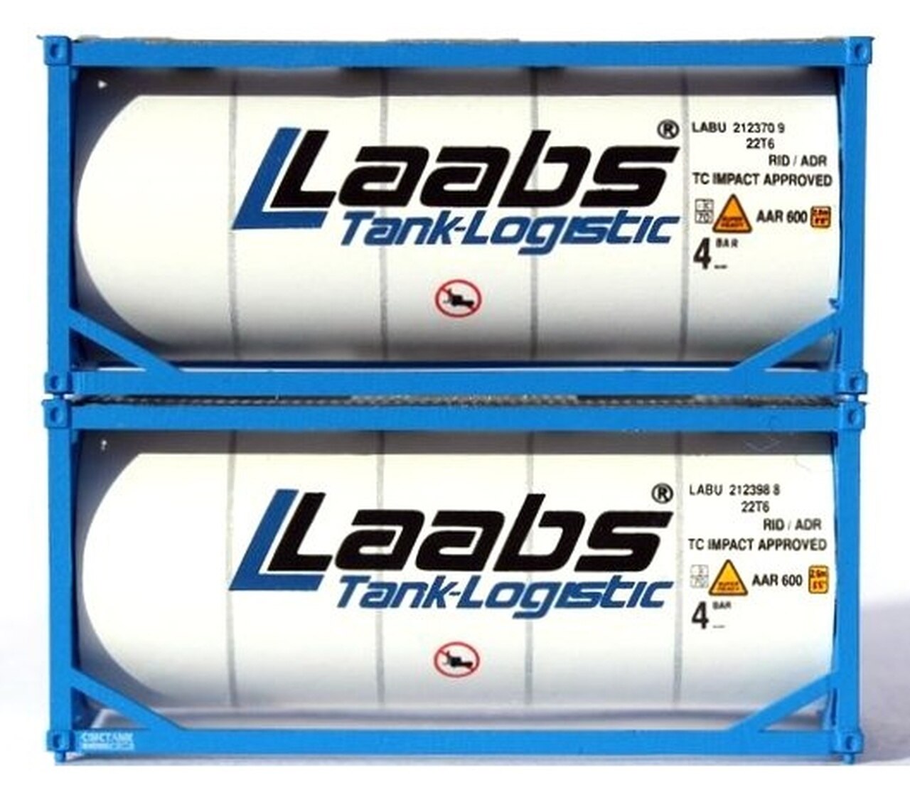 JTC Model Trains 205236 N LAABS 20' Standard Tank Container (Pack of 2)