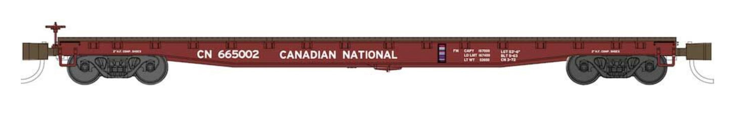 Wheels of Time 50184 N CN 53'-6" General Service Fish Belly Flatcar (Pack of 6)