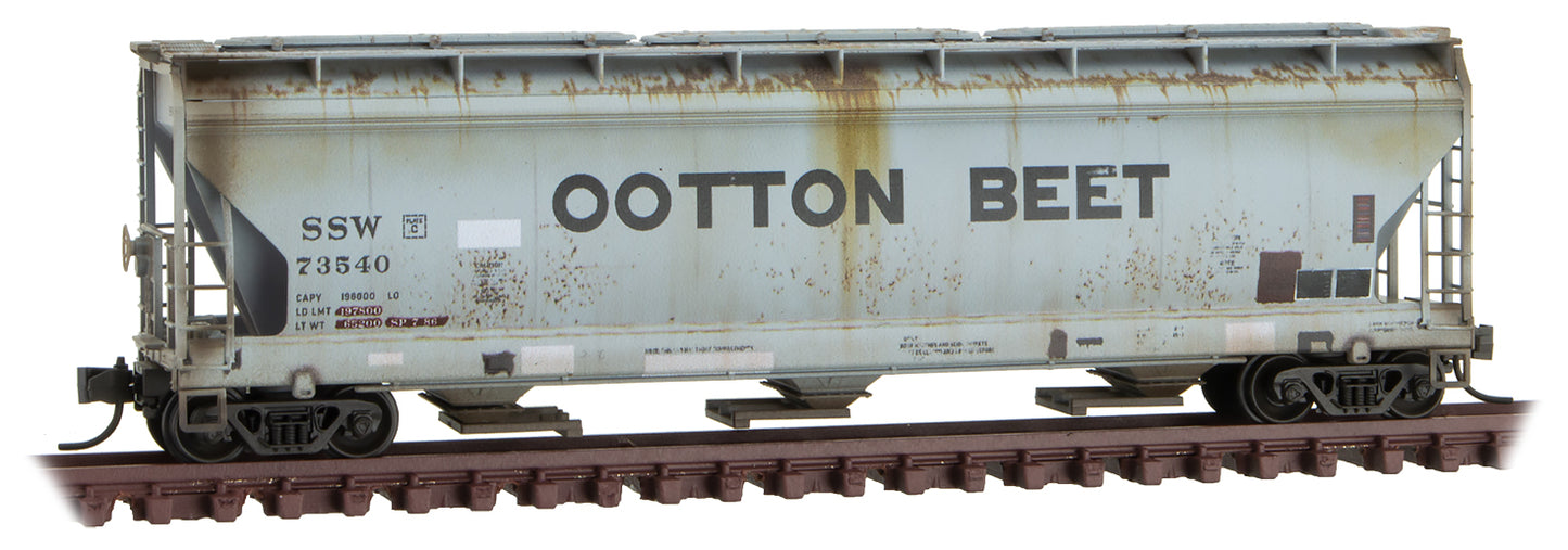 Micro-Trains 09444670 N Cotton Belt 3-Bay ACF Center Flow Covered Hopper #73540