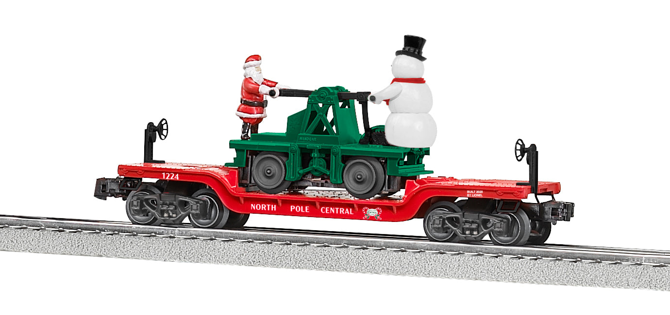 Lionel 2128260 O North Pole Central Flatcar with Handcar