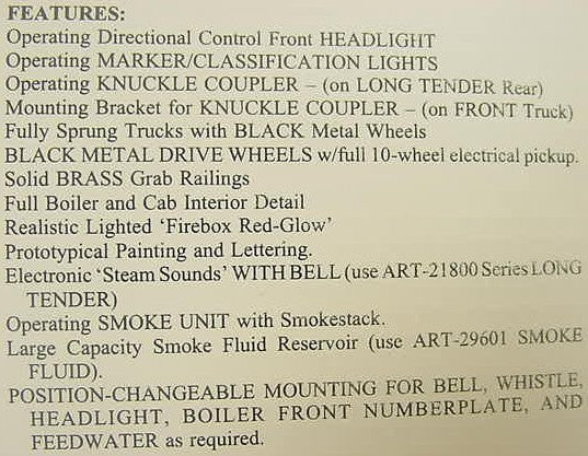 Aristo-Craft 21410 G Southern Pacific 4-6-2 Steam Locomotive