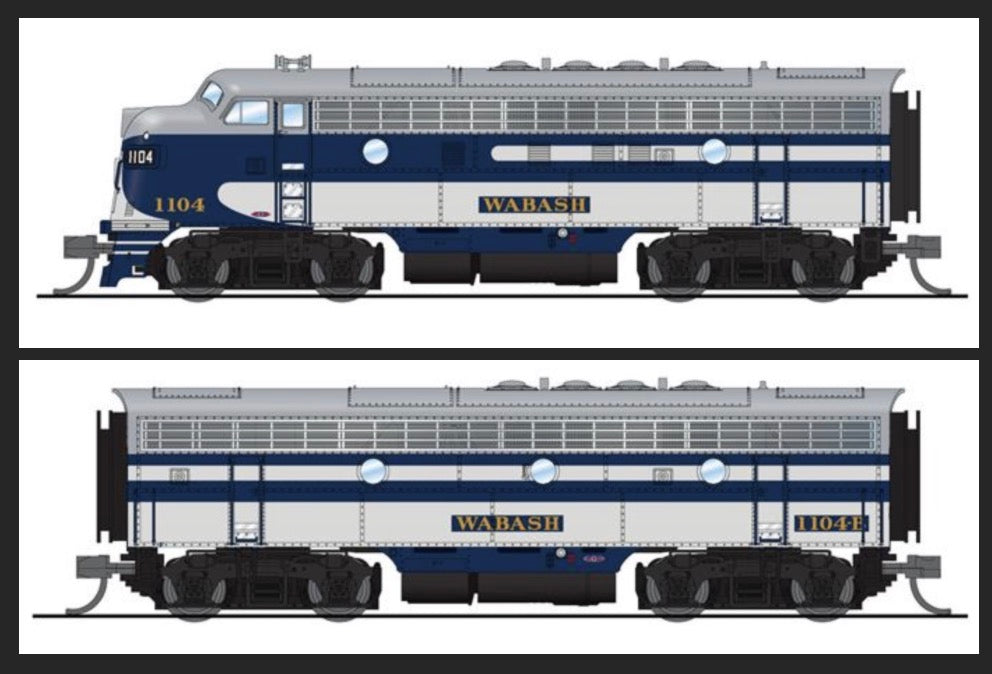 Broadway Limited 7763 N Wabash EMD F7 A/B Diesel LocoSound/DC/DCC #1104/#1104B