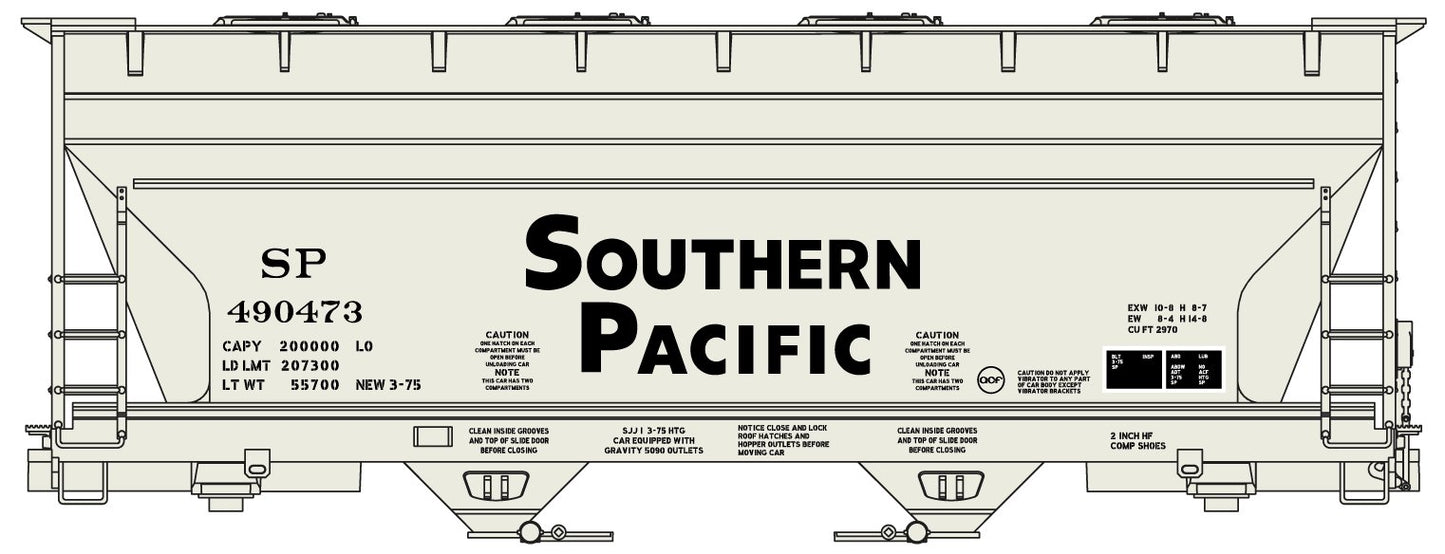 Accurail 2211 HO Southern Pacific ACF 2-Bay Covered Hopper Kit
