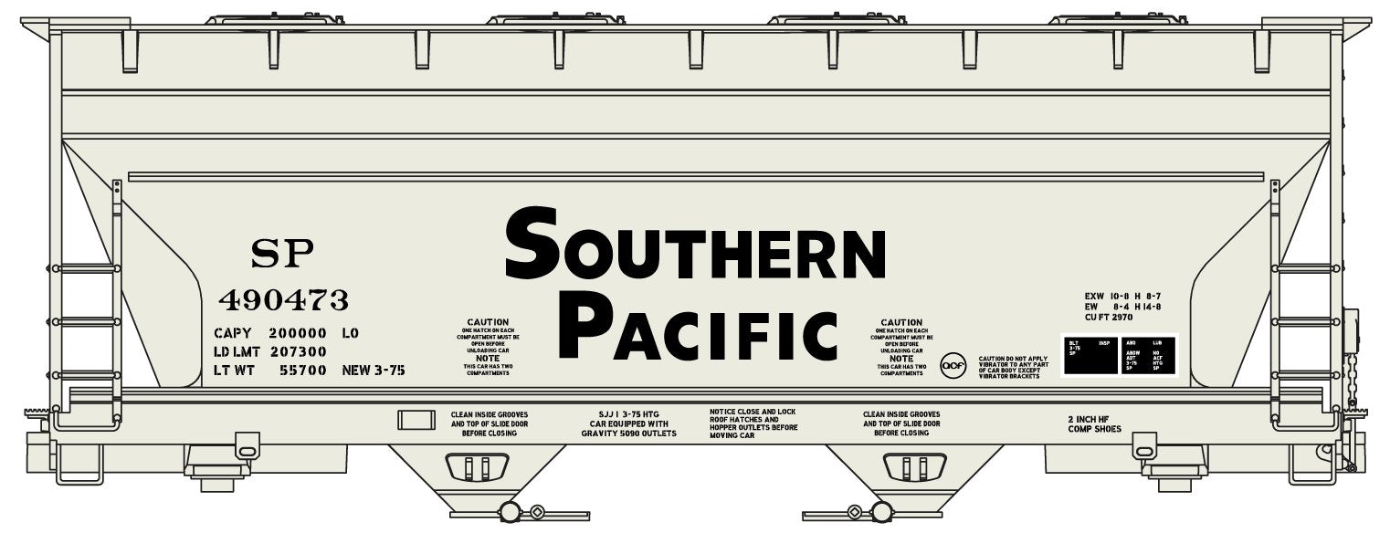 Accurail 2211 HO Southern Pacific ACF 2-Bay Covered Hopper Kit