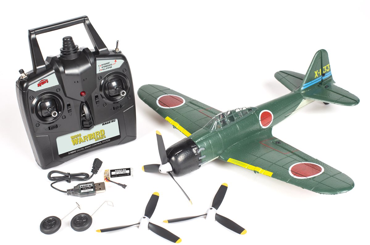 Rage R/C A1306 Mitsubushi A6m Zero Micro Airplane Ready-To-Fly with Pass System