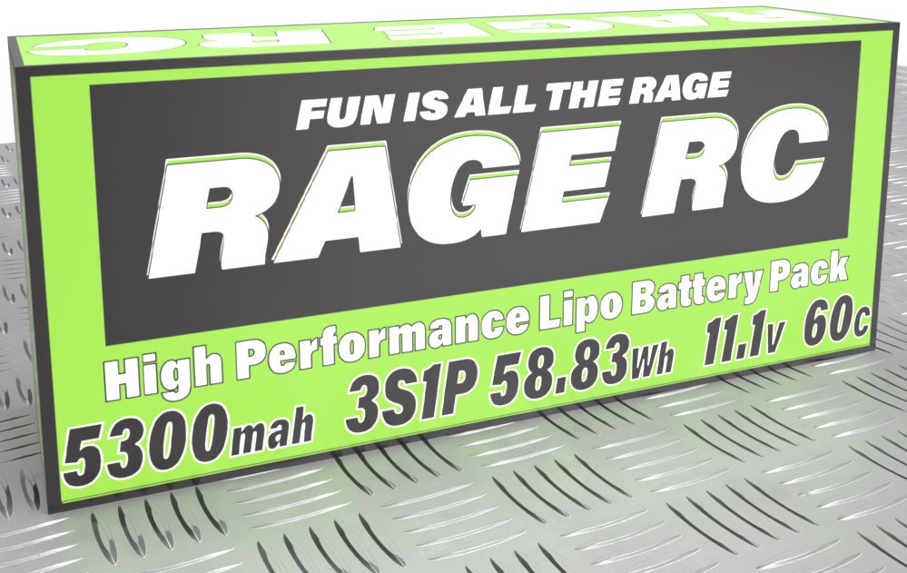 Rage R/C LP53003S60T 5300mAh 3S 11.1V 60C Hard Case LiPo Battery