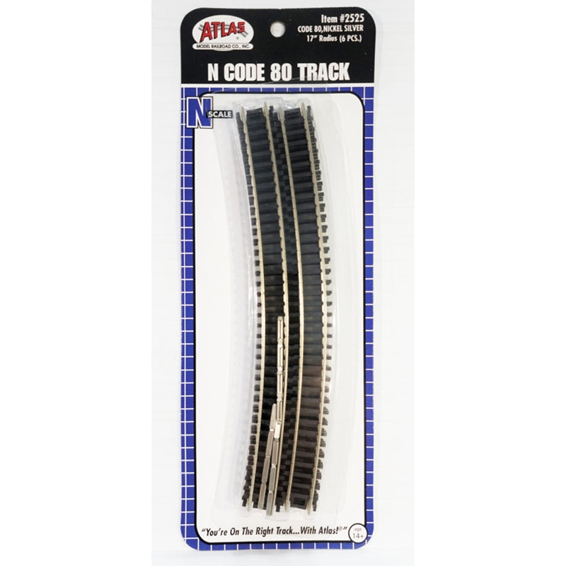 Atlas 2525 N Code 80 Nickel Silver 17" Radius Curved Track (Pack of 6)