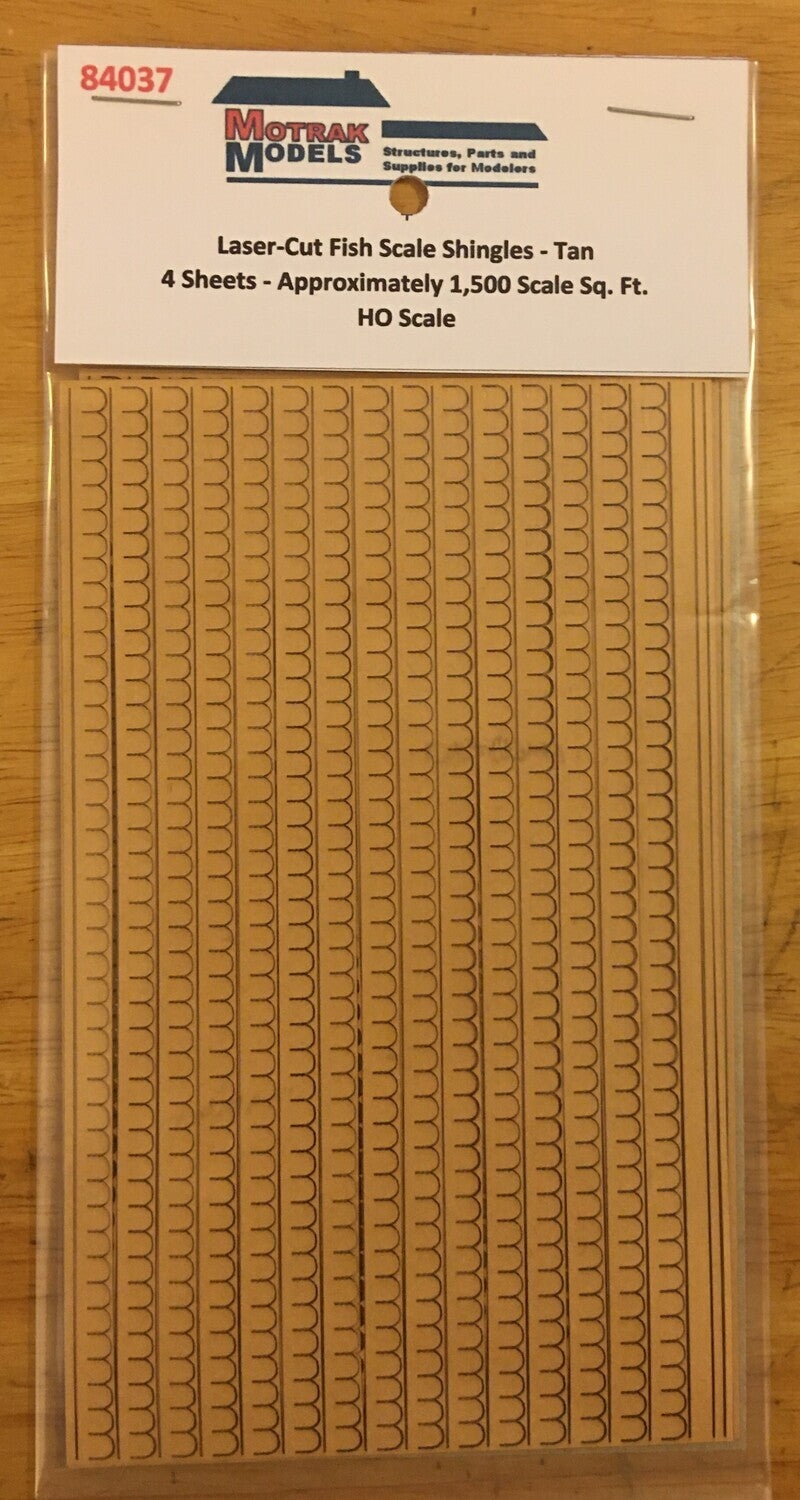 Motrak Models 84037 HO Laser Cut Fish Shingles Tan (Pack of 4) Trainz