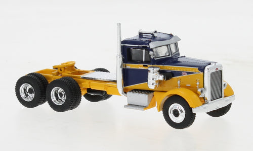 Brekina Automodelle 85756 HO 1955 Peterbilt 281 Dark Blue/Yellow Semi-Tractor