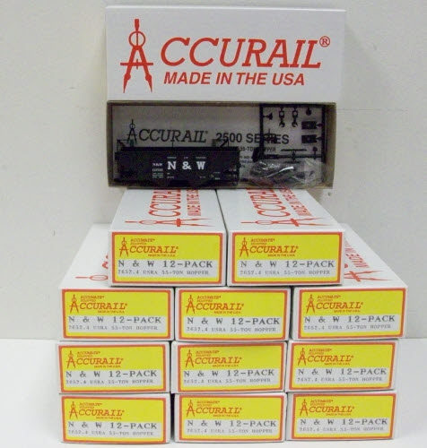 Accurail 2652.4 N&W 55T Hopper HO Kits (Pack of 12)