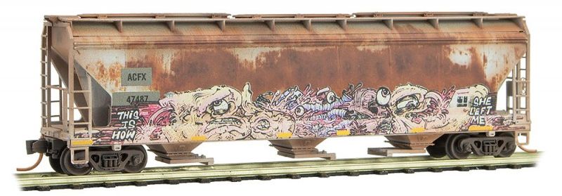Micro-Trains 09444470 N ACFX Weathered ACF 3 Bay Covered Hopper #47487