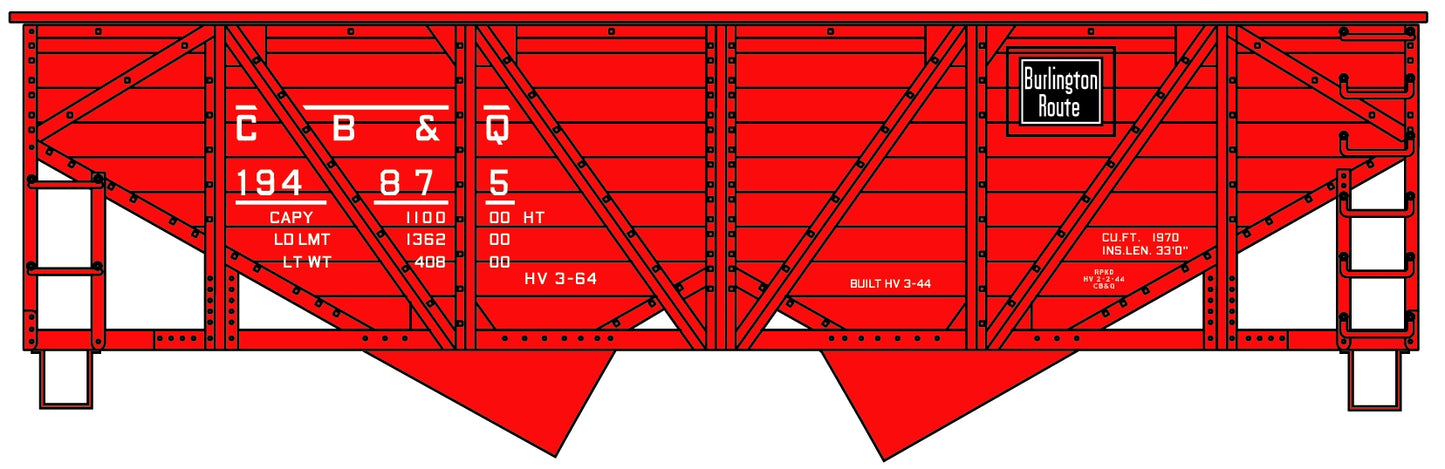 Accurail 2724 HO Chicago Burlington & Quincy Wood Side Twin Hopper Kit #194875