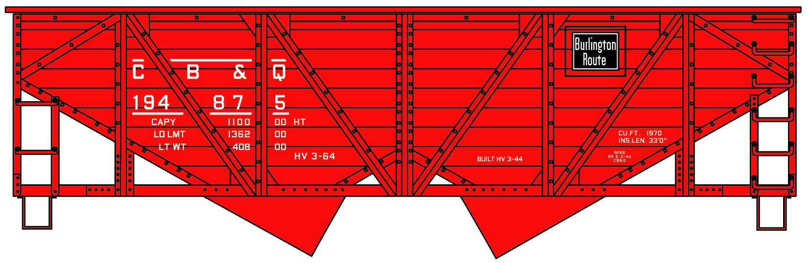 Accurail 2724 HO Chicago Burlington & Quincy Wood Side Twin Hopper Kit #194875