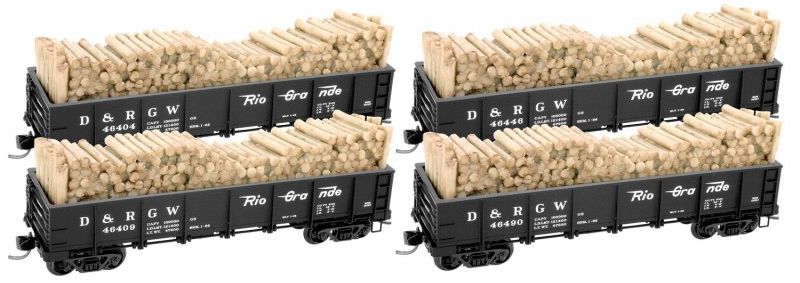 Micro-Trains 99300140 N D&RGW 40' Drop Bottom Gondola w/Load (Set of 4)