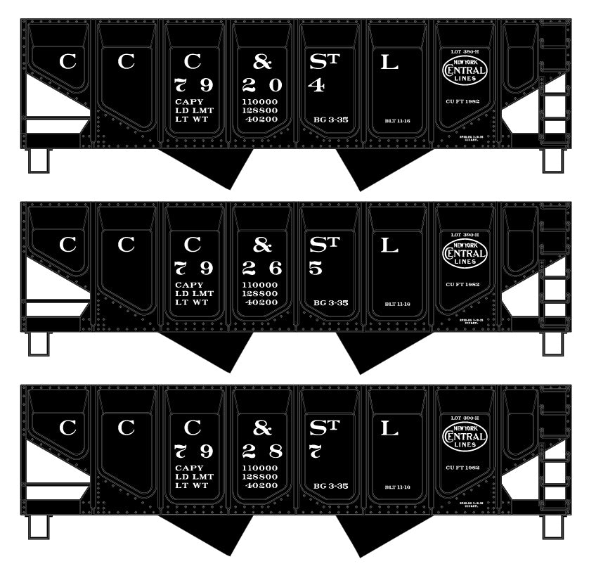 Accurail 28204 HO Cleveland, Cincinnati, Chicago and St. Louis Hopper (Set of 3)