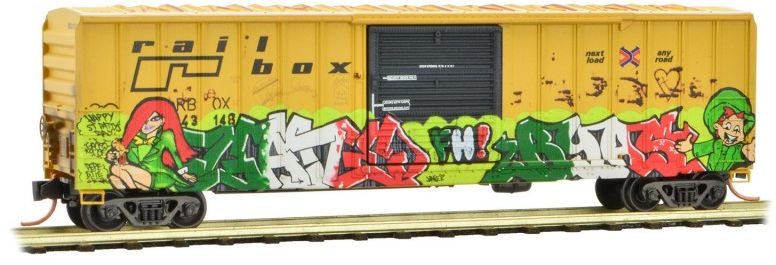 Micro-Trains 02544562 N RBOX Weathered 50' Rib Side Single Door Boxcar ...