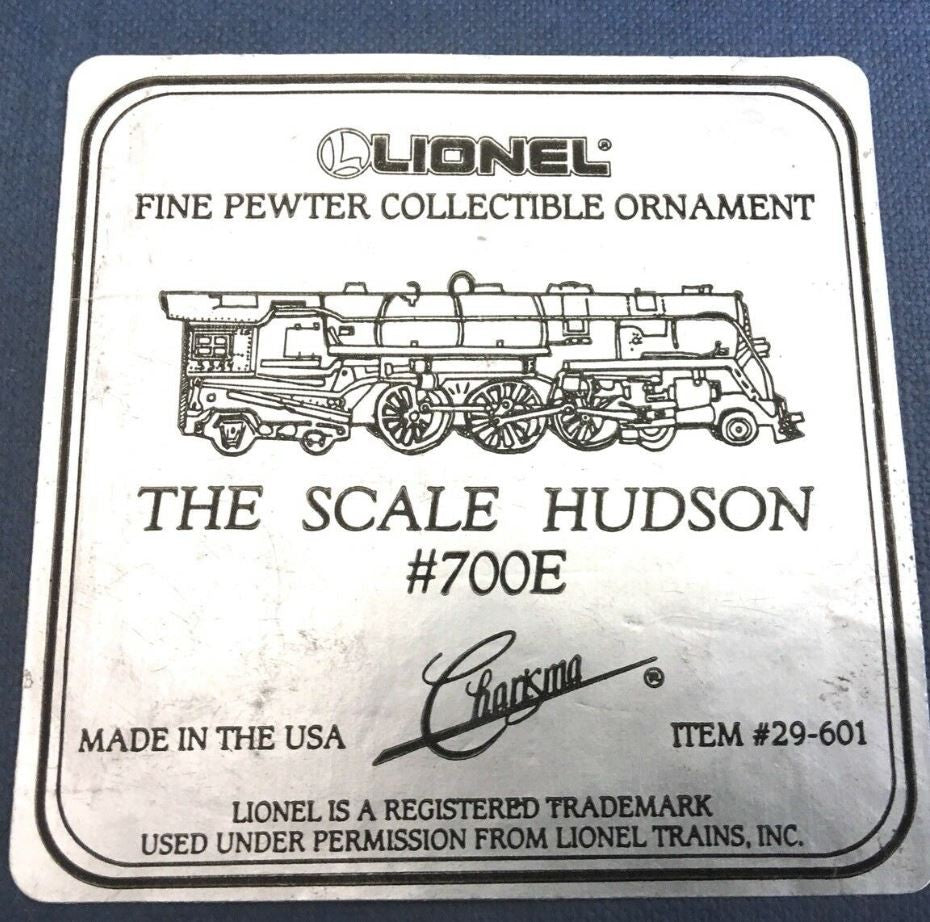 Lionel 29-601 Fine Pewter Collectible Ornament - The Scale Hudson #700E