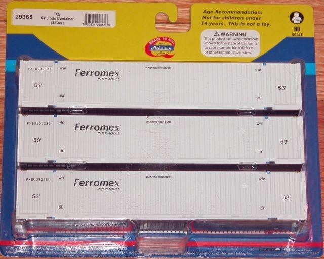 Athearn 29365 HO 53' Jindo Container (3) Pack Ferromex
