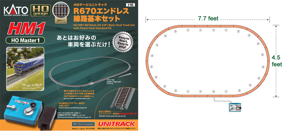 Kato 3-105 HO HM1 R670mm Basic Track Oval with Power Pack SX
