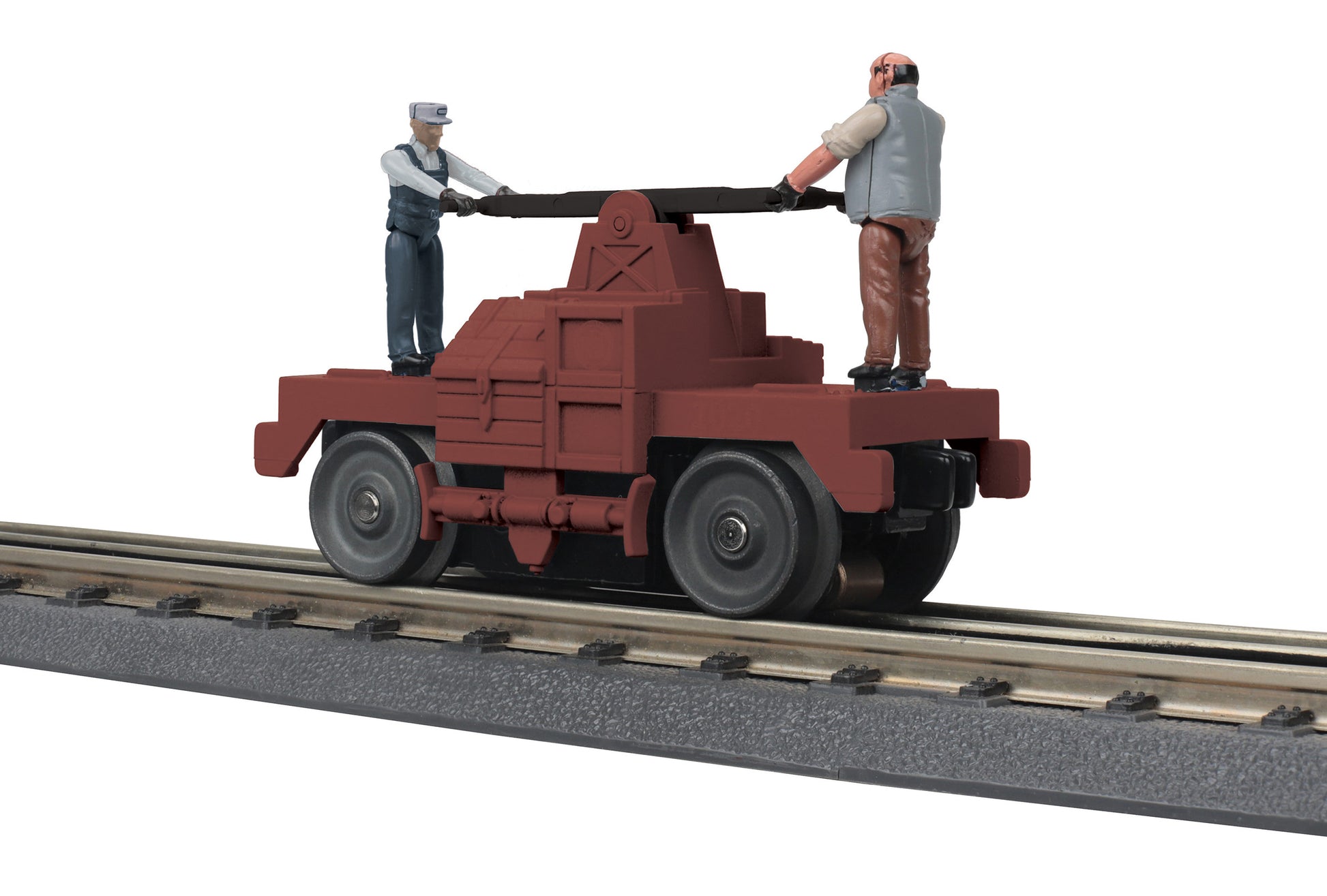 MTH 305235 O MoW Operating Handcar/maroon
