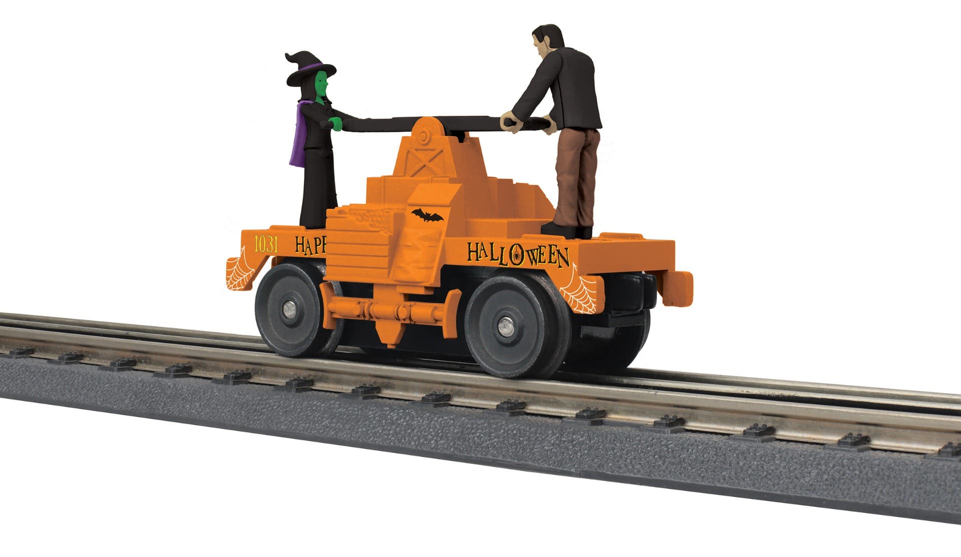 MTH 30-5241 O Orange Halloween Operating Handcar