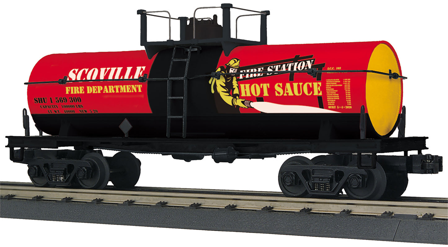 MTH 30-73577 O Fire Station Hot Sauce RailKing Smoking Tank Car #1569300
