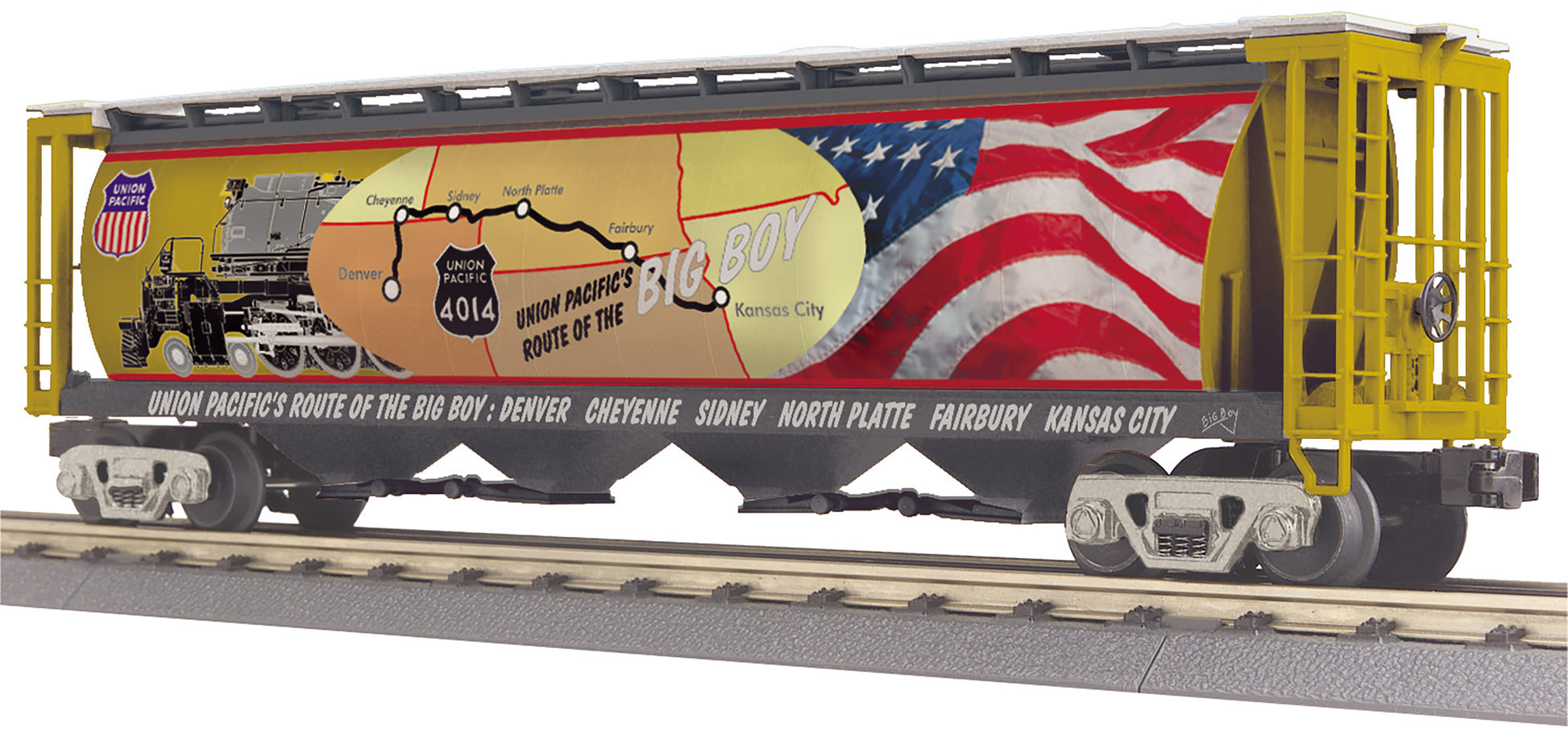 MTH 30-75708 O Union Pacific 4-Bay Cylindrical Covered Hopper #4014
