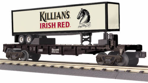 MTH 30-76276 O Gauge Killians Irish Red Flatcar w/Trailer