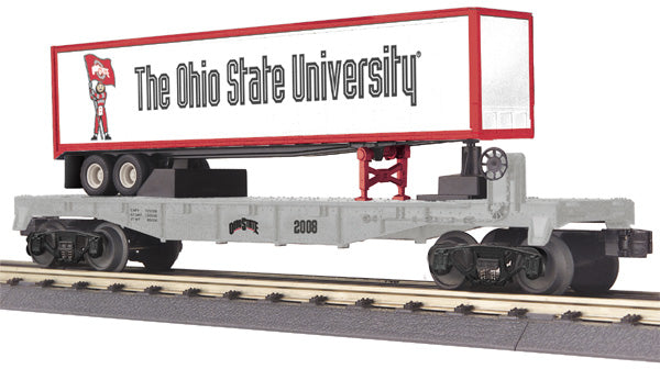MTH 30-76305 Ohio State Flat Car w/ Trailer V2
