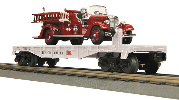 MTH 30-76314 O Lehigh Valley Flat Car with ’32 Buffalo Type 50 Fire Truck