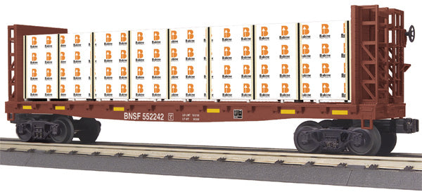 MTH 30-76342 O Gauge BNSF Bulkhead Flatcar #552242 w/Lumber Load
