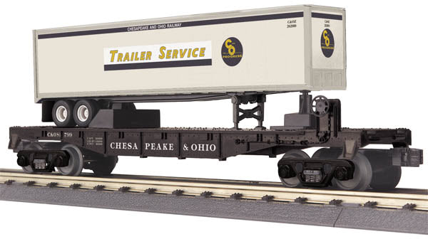 MTH 30-76399 Chesapeake & Ohio Flatcar with Trailer