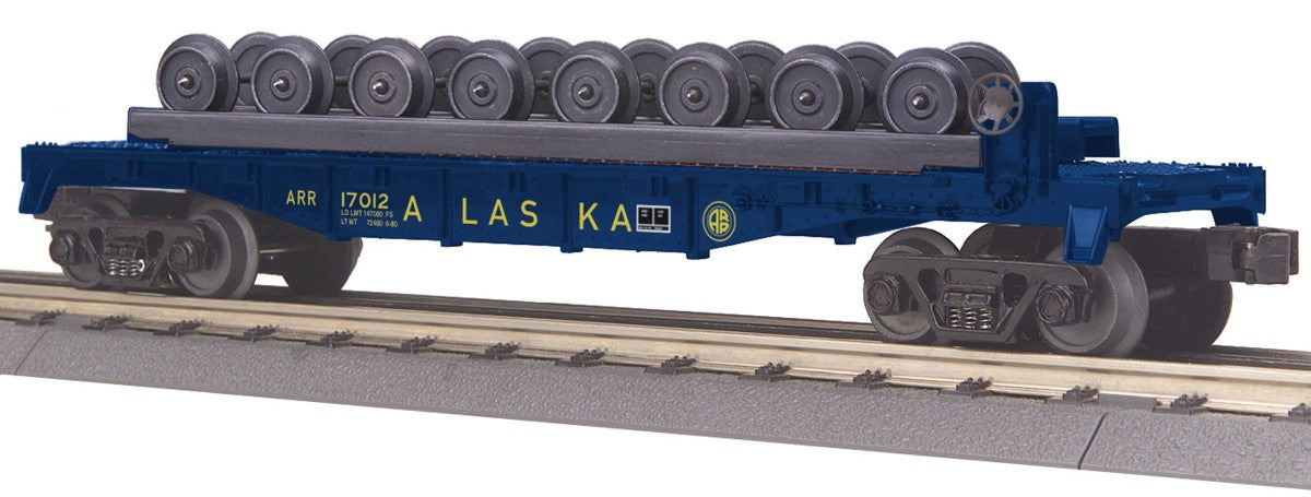 MTH 30-76618 O Alaska RailKing Flat Car with Wheel Set #17012