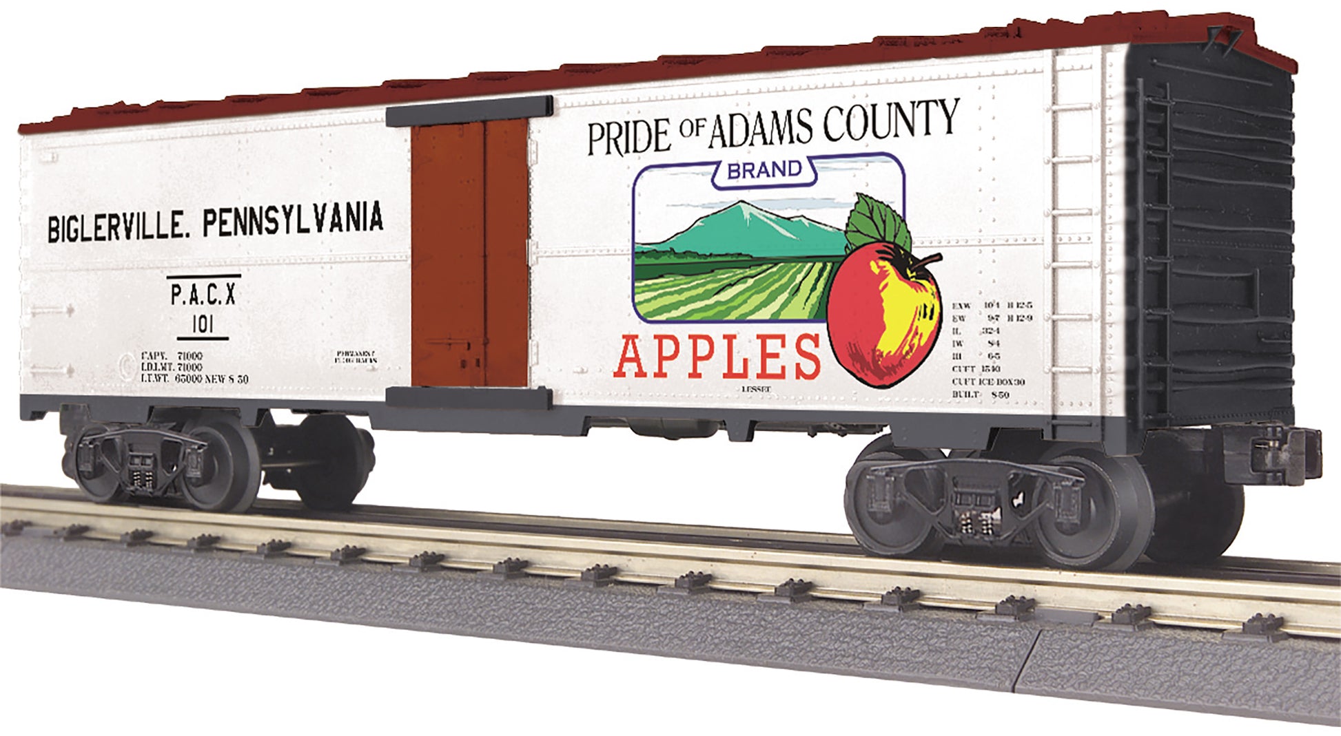 MTH 30-78228 O Adam's County Apples RailKing Modern Reefer Car #101