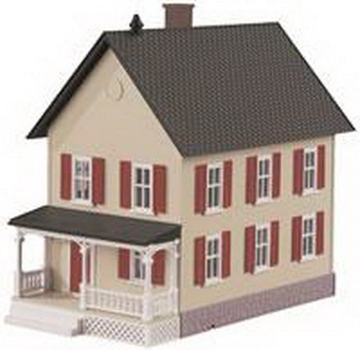 MTH 30-90043 O 2-Story Tan W/Red Shutters Row House W/Porch
