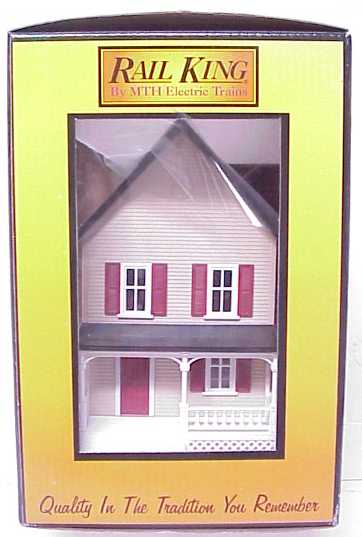 MTH 30-90043 O 2-Story Tan W/Red Shutters Row House W/Porch