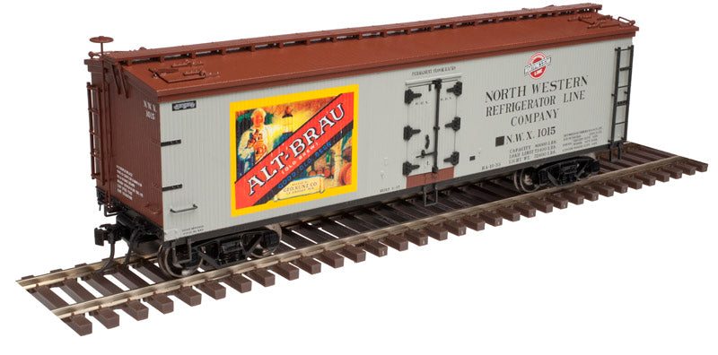 Atlas 3001539 O North Western Alt-Brau Beer 40' Wood Reefer Car - 3 Rail
