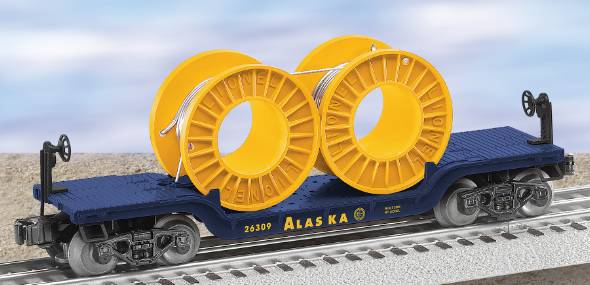 Lionel 6-26309 O Gauge Alaska Flatcar with Cable Reels