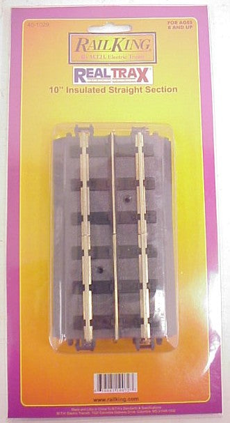 MTH 40-1029 O RealTrax 10" Insulated Straight Track Sections (Pack of 2)