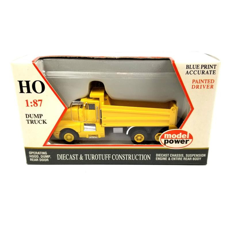 Model Power 31000 HO Scale Unlettered Yellow Die-Cast Action Dump Truck