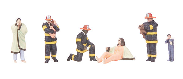 MTH 30-11060 O RailKing Fire Scene Fireman/ Fire Scene Figures (Set of 6)