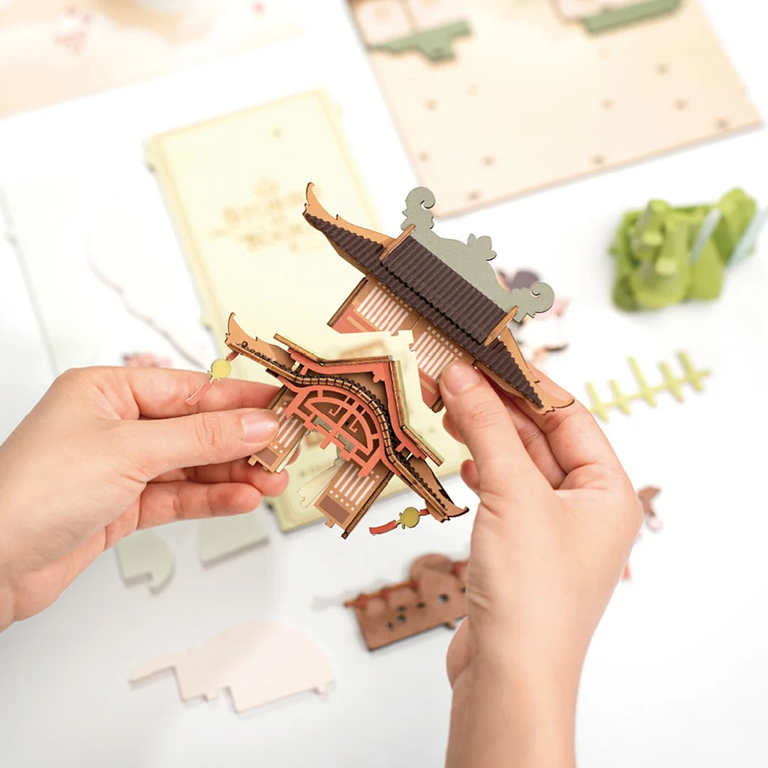 Robotime TGB02 Rolife Sunshine Town 3D Wooden DIY Miniature House Book –  Trainz