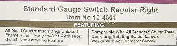MTH 11-99044 Standard Gauge Tinplate Green 42 Inch Remote RH Switch