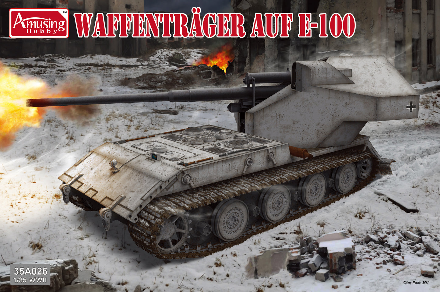 Amusing Hobby 35A026 1:35 WWII Waffentrager AUF E-100 Military Tank Model Kit