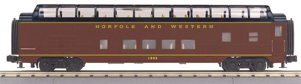 MTH 30-67421 Norfolk & Western 60’ Streamlined ABS Full-Length Vista Dome Car
